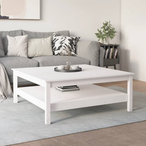 STOLIK KAWOWY BIAŁY 100X100X40CM LITE DREWNO SOSNOWE