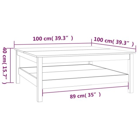 STOLIK KAWOWY BIAŁY 100X100X40CM LITE DREWNO SOSNOWE