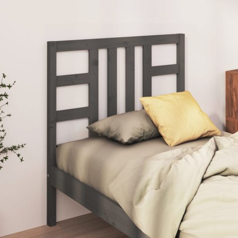 WEZGŁOWIE ŁÓŻKA SZARE 96X4X100CM LITE DREWNO SOSNOWE