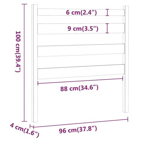 WEZGŁOWIE ŁÓŻKA SZARE 96X4X100CM LITE DREWNO SOSNOWE