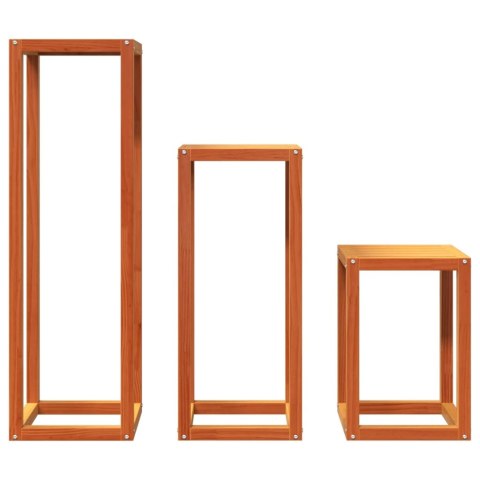 STOJAKI NA ROŚLINY 3 SZT. WOSKOWY BRĄZ LITE DREWNO SOSNOWE