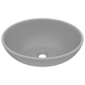 LUKSUSOWA OWALNA UMYWALKA JASNOSZARA MATOWA 40X33CM