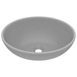 LUKSUSOWA OWALNA UMYWALKA JASNOSZARA MATOWA 40X33CM