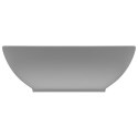 LUKSUSOWA OWALNA UMYWALKA JASNOSZARA MATOWA 40X33CM