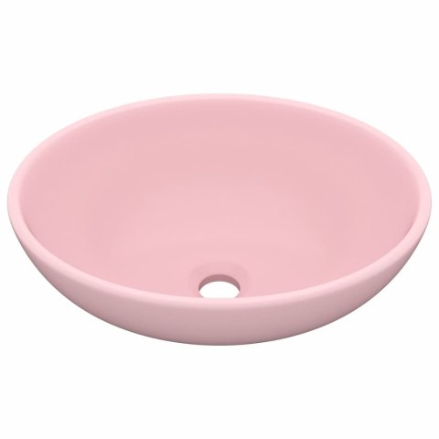 LUKSUSOWA OWALNA UMYWALKA MATOWY RÓŻ 40X33CM CERAMICZNA
