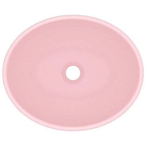 LUKSUSOWA OWALNA UMYWALKA MATOWY RÓŻ 40X33CM CERAMICZNA