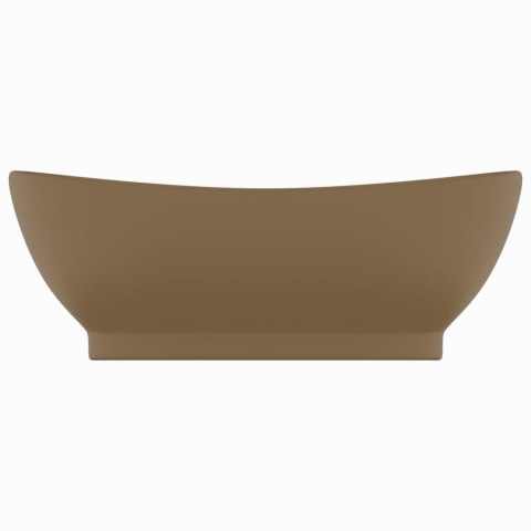 OWALNA UMYWALKA Z PRZELEWEM KREMOWY MAT 58,5X39CM CERAMIKA