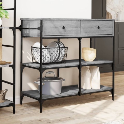 WÓZEK KUCHENNY BAROWY SZARY DĄB SONOMA 105X42X95CM