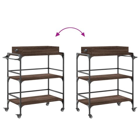 WÓZEK KUCHENNY BAROWY BRĄZOWY DĄB 81,5X41X92,5CM