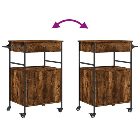 WÓZEK KUCHENNY BAROWY PRZYDYMIONY DĄB 56X43X89,5CM