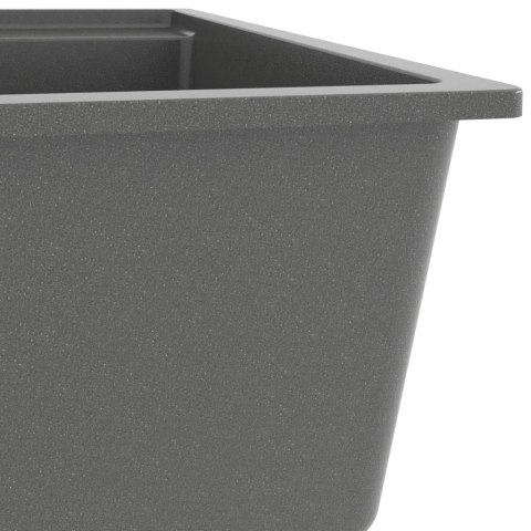 ZLEW KUCHENNY Z OTWOREM PRZELEWOWYM SZARY GRANITOWY