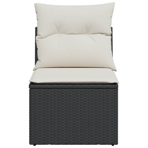 MODUŁ SOFY OGRODOWEJ BEZ PODŁOKIETNIKÓW Z PODUSZKAMI CZARNY