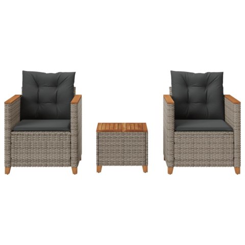 3-CZ. ZESTAW MEBLI BISTRO PODUSZKI SZARY RATTAN PE I AKACJA