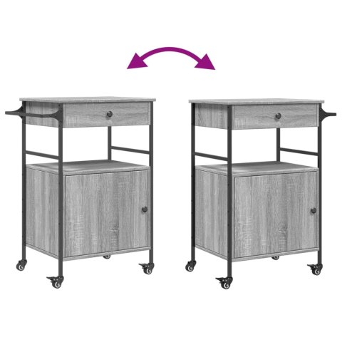 WÓZEK KUCHENNY BAROWY SZARY DĄB SONOMA 56X43X89,5CM