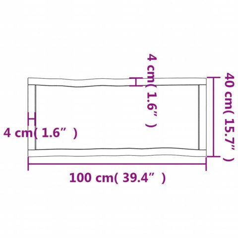 BLAT BIURKA 100X40X6CM SUROWE DREWNO DĘBOWE