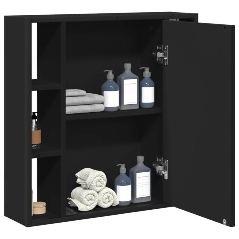 SZAFKA ŁAZIENKOWA Z LUSTREM CZARNA 60X16X60CM