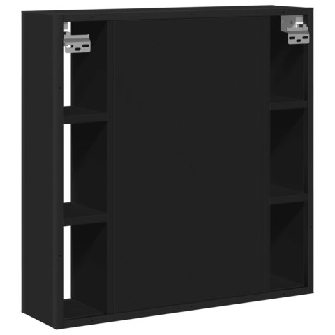 SZAFKA ŁAZIENKOWA Z LUSTREM CZARNA 60X16X60CM