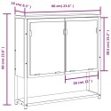SZAFKA ŁAZIENKOWA Z LUSTREM PRZYDYMIONY DĄB 60X16X60CM