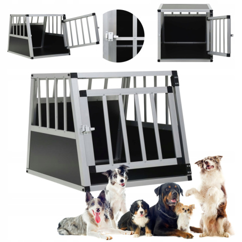 TRANSPORTER DLA PSA ZWIERZĄT ALUMINIOWA KLATKA 54X69X50CM