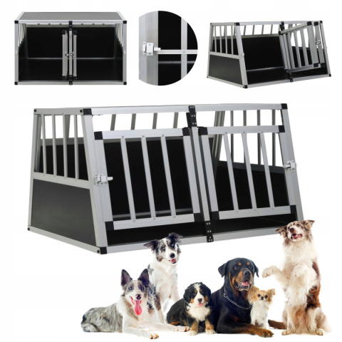 TRANSPORTER DLA PSA ZWIERZĄT ALUMINIOWA KLATKA 89X69X50CM