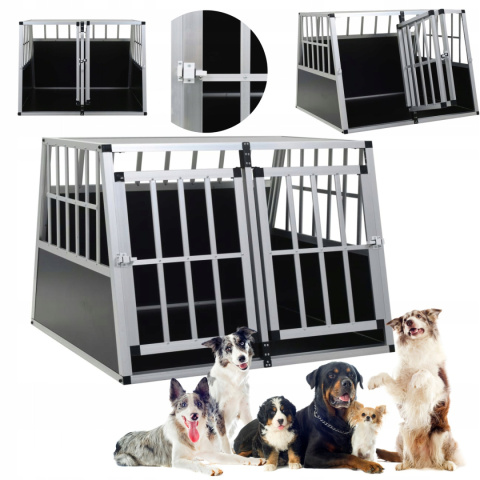 TRANSPORTER DLA PSA ZWIERZĄT ALUMINIOWA KLATKA 94X88X69CM