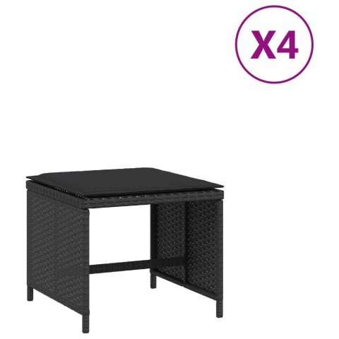 STOŁKI OGRODOWE Z PODUSZKAMI 4 SZT. CZARNE 41X41X36CM