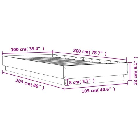 RAMA ŁÓŻKA Z OŚWIETLENIEM LED DĄB SONOMA 100X200CM