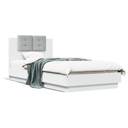 RAMA ŁÓŻKA Z WEZGŁOWIEM I LED BIAŁA 90X200CM