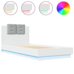 RAMA ŁÓŻKA Z WEZGŁOWIEM I LED BIAŁA 90X200CM
