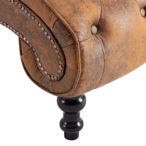 SZEZLONG BRĄZOWY SZTUCZNA SKÓRA ZAMSZOWA