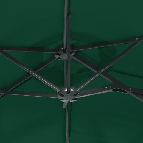 PARASOL OGRODOWY PODWÓJNY Z LED ZIELONY 316X240CM