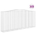 VidaXL Kosze gabionowe, 9 szt, 400x50x180/200 cm, galwanizowane żelazo