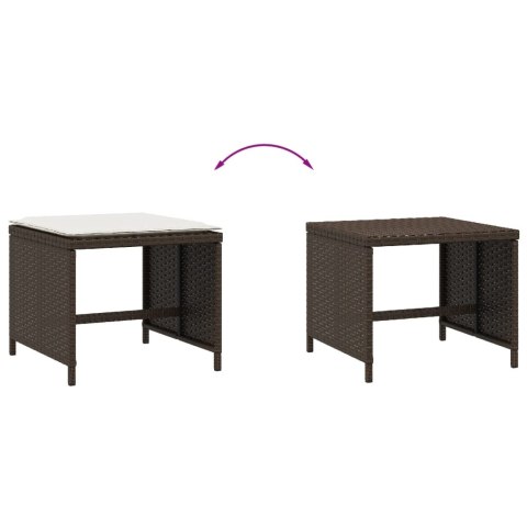 STOŁKI OGRODOWE Z PODUSZKAMI 4 SZT. BRĄZ 41X41X36CM