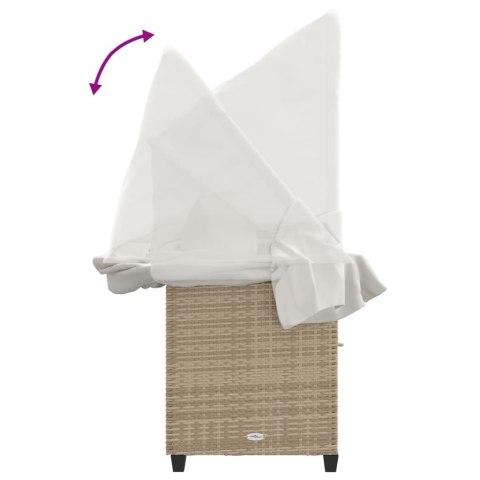 LEŻANKA OGRODOWA Z ZADASZENIEM I PODUSZKAMI BEŻOWA, POLIRATTAN