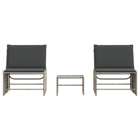 LEŻAKI ZE STOLIKIEM 2 SZT. JASNOSZARE POLIRATTAN