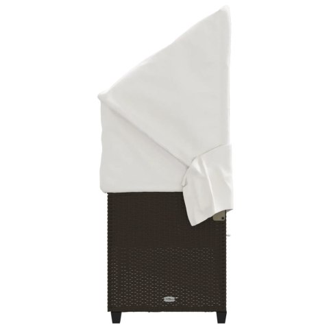 LEŻANKA OGRODOWA Z ZADASZENIEM I PODUSZKĄ BRĄZOWA, POLIRATTAN