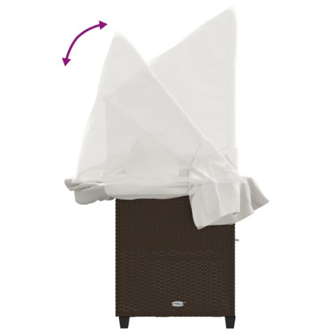 LEŻANKA OGRODOWA Z ZADASZENIEM I PODUSZKĄ BRĄZOWA, POLIRATTAN