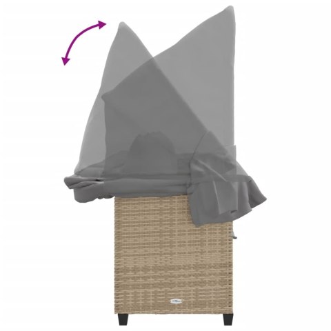 LEŻANKA OGRODOWA Z ZADASZENIEM I PODUSZKAMI BEŻOWA, POLIRATTAN