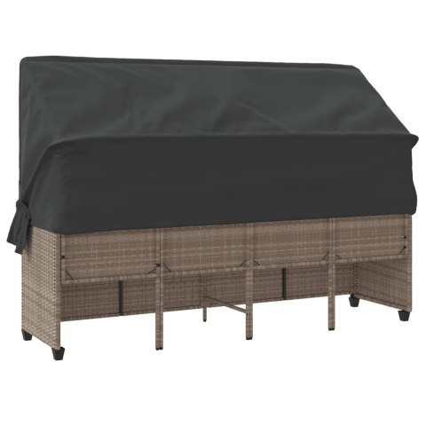 LEŻANKA OGRODOWA Z ZADASZENIEM I PODUSZKAMI JASNOSZARA, POLIRATTAN