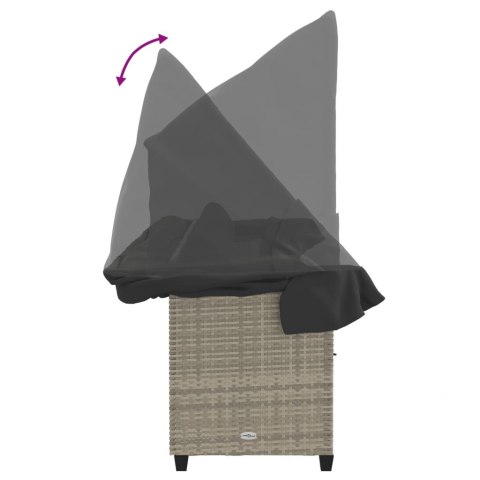 LEŻANKA OGRODOWA Z ZADASZENIEM I PODUSZKAMI JASNOSZARA, POLIRATTAN