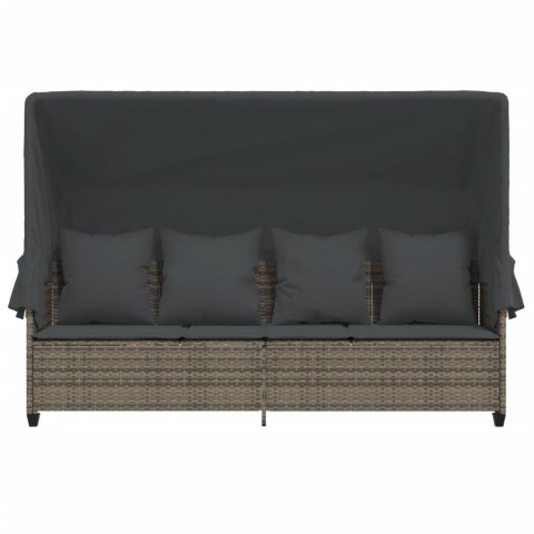 LEŻANKA OGRODOWA Z ZADASZENIEM I PODUSZKAMI SZARA, POLIRATTAN