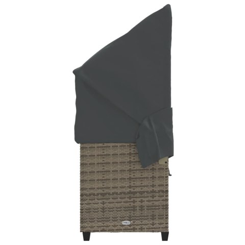 LEŻANKA OGRODOWA Z ZADASZENIEM I PODUSZKAMI SZARA, POLIRATTAN