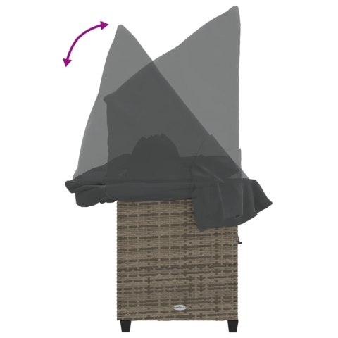 LEŻANKA OGRODOWA Z ZADASZENIEM I PODUSZKAMI SZARA, POLIRATTAN