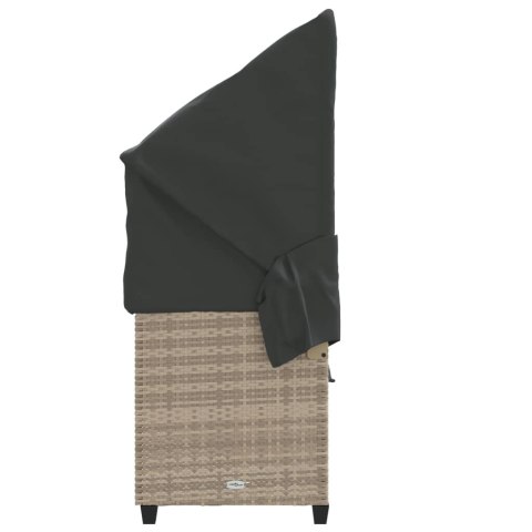 LEŻANKA OGRODOWA Z ZADASZENIEM I PODUSZKAMI JASNOSZARA, POLIRATTAN