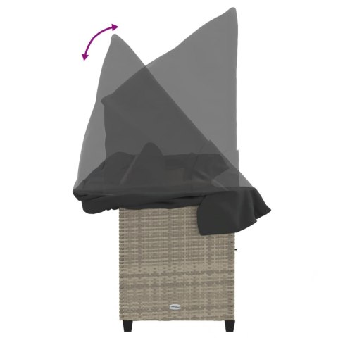 LEŻANKA OGRODOWA Z ZADASZENIEM I PODUSZKAMI JASNOSZARA, POLIRATTAN