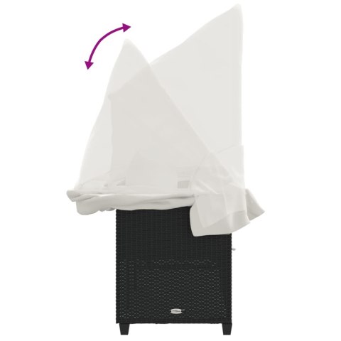 LEŻANKA OGRODOWA Z ZADASZENIEM I PODUSZKAMI CZARNA, POLIRATTAN