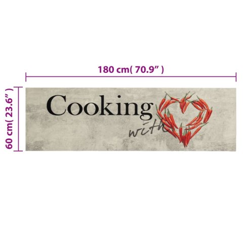 DYWANIK KUCHENNY NAPIS COOKING I PAPRYCZKI 60X180CM AKSAMIT