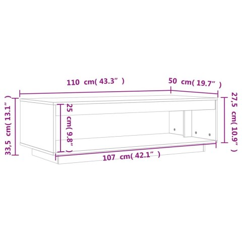 STOLIK KAWOWY WOSKOWY BRĄZ 110X50X33,5CM DREWNO SOSNOWE