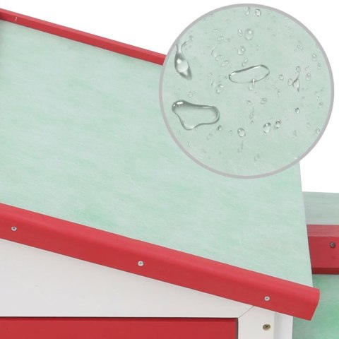 DUŻA KLATKA DLA KRÓLIKÓW CZERWONO-BIAŁA 145X45X85CM DREWNO