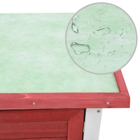 KLATKA DLA KRÓLIKA 1 DRZWICZKI CZERWONA DREWNIANA